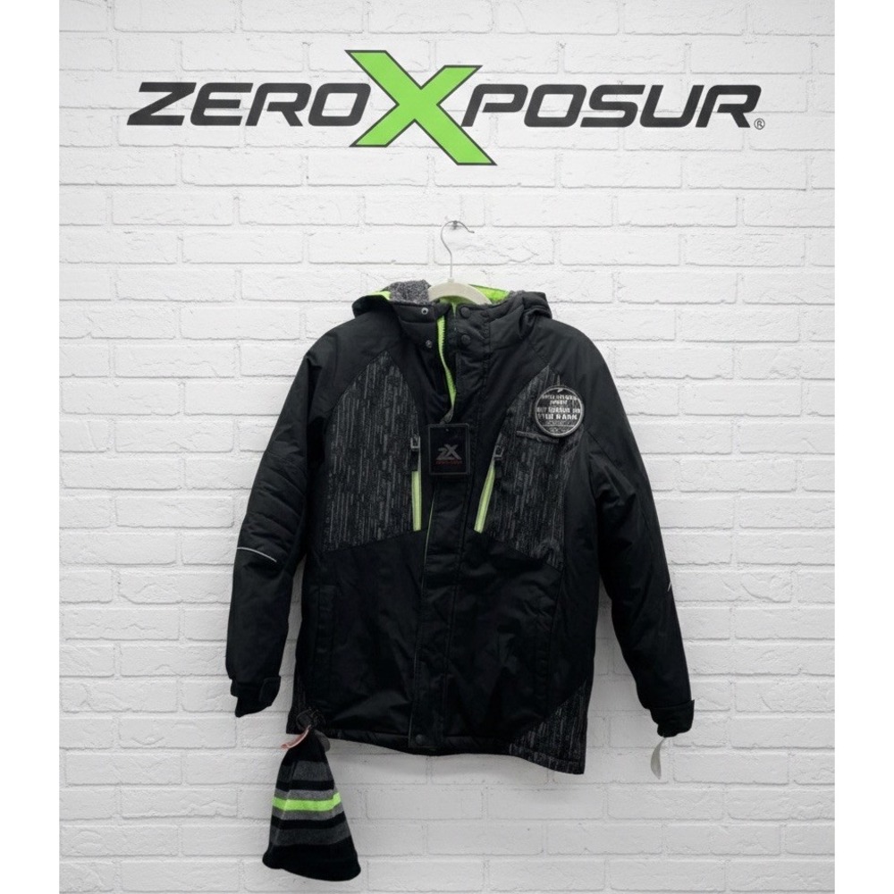 🔥NWT ZeroXposur Boys Lined ,Thumb Hole ,Snowboard Jacket & Beanie Sz 14/16 $135